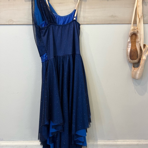 Dansco lyrical costume, navy blue, one shoulder, size large adult - Picture 6 of 10